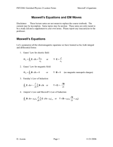 Maxwell’s Equations and EM Waves