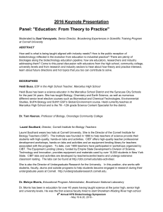 2016 Keynote Presentation Panel: &#34;Education: From Theory to Practice&#34;