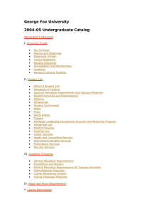 George Fox University 2004-05 Undergraduate Catalog  •