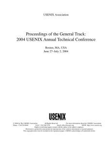 Proceedings of the General Track: 2004 USENIX Annual Technical Conference USENIX Association