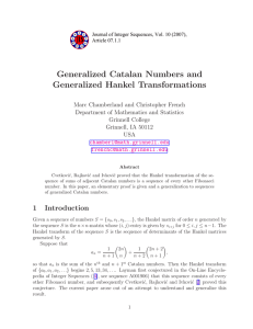 Generalized Catalan Numbers and Generalized Hankel Transformations