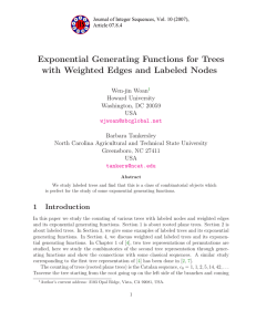 Exponential Generating Functions for Trees with Weighted Edges and Labeled Nodes