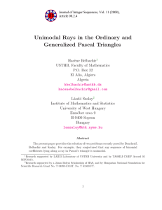 Unimodal Rays in the Ordinary and Generalized Pascal Triangles