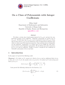 On a Class of Polynomials with Integer Coefficients