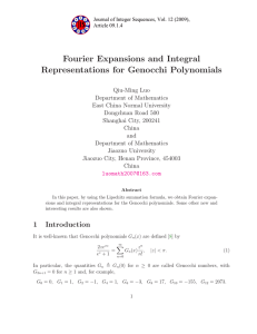 Fourier Expansions and Integral Representations for Genocchi Polynomials