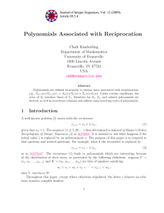 Polynomials Associated with Reciprocation