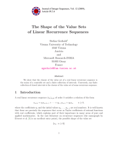 The Shape of the Value Sets of Linear Recurrence Sequences d