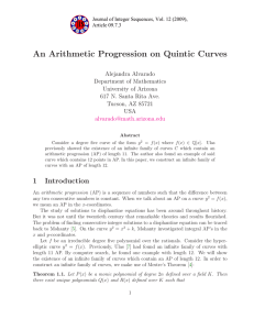 An Arithmetic Progression on Quintic Curves