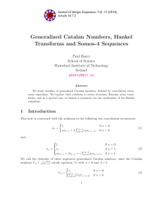 Generalized Catalan Numbers, Hankel Transforms and Somos-4 Sequences Paul Barry School of Science