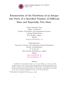 Enumeration of the Partitions of an Integer