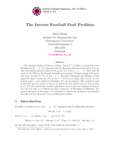 The Inverse Football Pool Problem David Brink Institut for Matematiske Fag Københavns Universitet