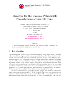 Identities for the Classical Polynomials Through Sums of Liouville Type