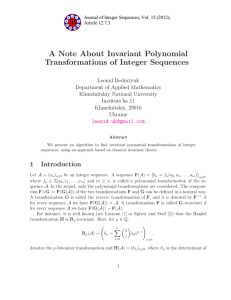 A Note About Invariant Polynomial Transformations of Integer Sequences