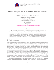 Some Properties of Abelian Return Words
