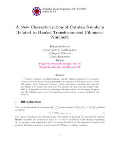 A New Characterization of Catalan Numbers Numbers Belgacem Bouras