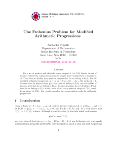The Frobenius Problem for Modified Arithmetic Progressions