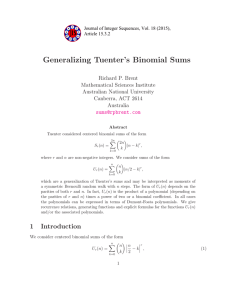 Generalizing Tuenter’s Binomial Sums