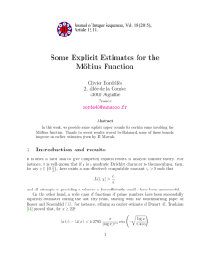 Some Explicit Estimates for the M¨ obius Function Olivier Bordell`es