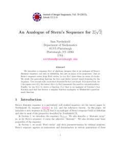 √ [ 2] An Analogue of Stern’s Sequence for Z