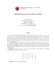 Hankel Matrices and Lattice Paths Article 01.1.2 Wen-jin Woan