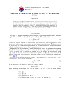 Journal of Integer Sequences, Vol. 4 (2001), Article 01.2.7 WORDS
