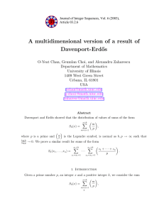 A multidimensional version of a result of Davenport-Erd˝ os