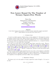 New Lower Bound On The Number of Ternary Square-Free Words Xinyu Sun