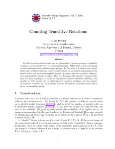 Counting Transitive Relations G¨otz Pfeiffer Department of Mathematics National University of Ireland, Galway