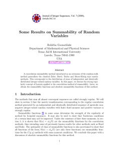 Some Results on Summability of Random Variables
