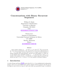 Concatenations with Binary Recurrent Sequences