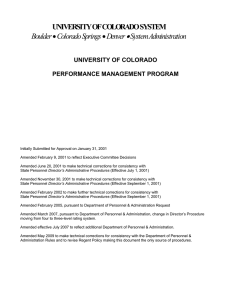 • UNIVERSITY OF COLORADO SYSTEM Boulder System Administration