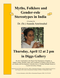 Myths, Folklore and Gender-role Stereotypes in India Thursday, April 12 at 2 pm