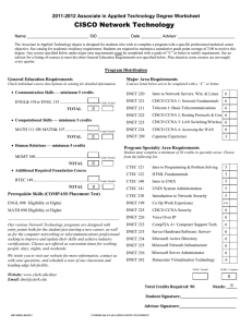 &amp;,6&amp;2 Network Technology  2011-2012 Associate in Applied Technology Degree Worksheet