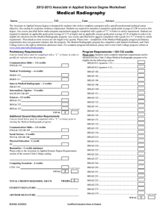 Medical Radiography 2012-2013 Associate in Applied Science Degree Worksheet