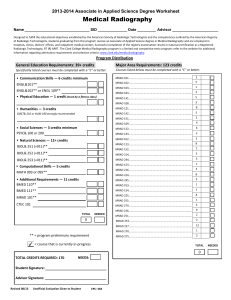 Medical Radiography 2013-2014 Associate in Applied Science Degree Worksheet