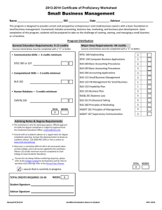 Small Business Management 2013-2014 Certificate of Proficiency Worksheet