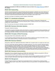 Business Administration Course Descriptions