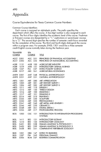 Appendix 490 Course Equivalencies for Texas Common Course Numbers