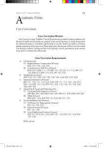 A cademic Units Core Curriculum 93