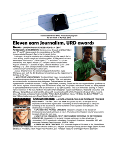 Eleven earn Journalism, URD awards News: