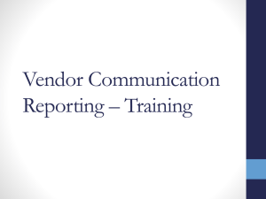 Vendor Communication Reporting – Training