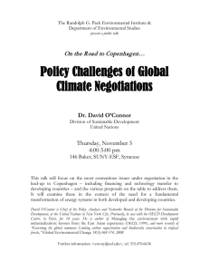 Policy Challenges of Global Climate Negotiations On the Road to Copenhagen…