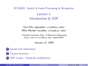 Lecture 1: Introduction &amp; DSP
