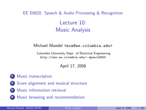 Lecture 10: Music Analysis