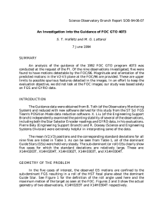 Science Observatory Branch Report SOB-94-06-07 7 June 1994 SUMMARY