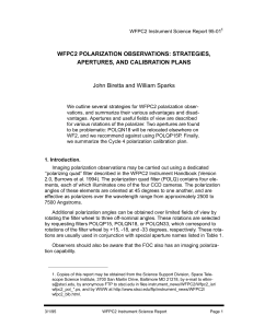 WFPC2 POLARIZATION OBSERVATIONS: STRATEGIES, APERTURES, AND CALIBRATION PLANS