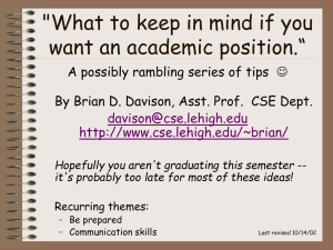 &#34;What to keep in mind if you want an academic position.“
