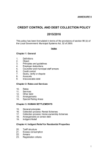 CREDIT CONTROL AND DEBT COLLECTION POLICY 2015/2016