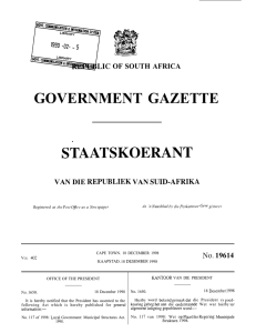 I GOVERNMENT GAZETTE STAATSKOERANT OF SOUTH AFRICA