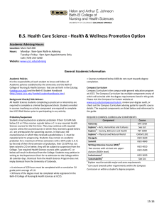 B.S. Health Care Science - Health &amp; Wellness Promotion Option